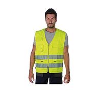 LOGICA Alta visibilità Gilet Uomo Fluo con Tasche E Taschino Porta Nome O TESSERINO Colore Giallo Taglia M