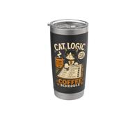 Logica Gatto Programma Caffè Rituale Mattutino Proprietario Bicchiere termico in acciaio inox doppia parete