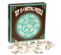 Logica Giochi art. Set 15 in 1 Metallo Azzurro - Set Rompicapo in Metallo - Tutte le difficoltà - Serie Viaggiatori da Collezione
