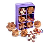 LOGICA GIOCHI Art. Set Legno 6 in 1 - Scatola in Carta di Riso - Rompicapo 3D in Legno Prezioso - Tutte le Difficoltà - Serie da Collezione Leonardo da Vinci