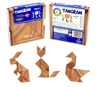 Logica Giochi - Doppio Tangram - Puzzle in Legno 2D - Gioco Educativo per Due Persone - 7 Pezzi - Legno Teak/Samena - Difficoltà Media