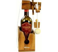 Logica Giochi - Non per alcolisti - Puzzle porta bottiglia in legno pregiato, difficoltà difficile 3/6 - Collezione Leonardo da Vinci - Stile Birra/Corde/Cavatappi