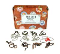 Logica Giochi - Set 12 in 1 Rompicapo in Metallo Valigetta Vintage - Difficoltà Miste - Completo regalo per principianti e non