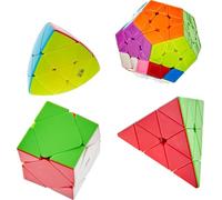 Logica Giochi - Set da regalo 4 Cubi Magici - Cubi Megaminx, Mastermorphix, Pyraminx, Skewb - Set 4 In 1 - Confezione Regalo e Brochure con Soluzioni