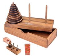 Logica Giochi - Torre di Hanoi 9 Dischi - Rompicapo Sequenziale in Legno - Difficoltà Miste - Scatola Richiudibile