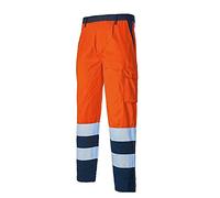 LOGICA Pantalone da lavoro HV Alta visibilità 60% cotone 40% poliestere 240gr CE CL2 EN20471 tascone laterale 831HV - XXL, Arancio Fluo-Blu