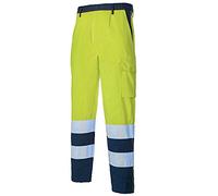 LOGICA Pantalone da lavoro HV Alta visibilità 60% cotone 40% poliestere 240gr CE CL2 EN20471 tascone laterale 831HV/G - M, Giallo Fluo-Blu