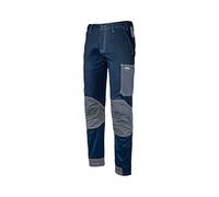 LOGICA Pantalone da lavoro TECNICO STRETCH hard-light traspirante ergonomici su ginocchia con tasconi laterali peso 245gr CONDO - L, Blu-Grigio