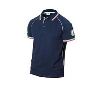 LOGICA Polo da lavoro BLU 100% cotone 200gr linea SPORT colletto e maniche corte tricolore ITALIA EURO2012 - S, Blu