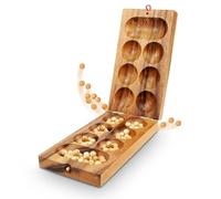 Logica Puzzles Art. Kalaha - Mancala - Gioco da tavolo in legno pregiato - Gioco di strategia per 2 giocatori - Versione da viaggio e da tavolo - Samena in legno massello