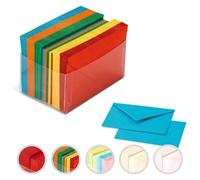 LogicaShop 100 Bigliettini Piccoli Auguri con Busta e Cartonicini, mod. HAPPY 11x7cm (Forti)