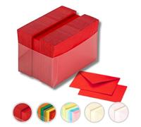 LogicaShop 100 Bigliettini Piccoli Auguri con Busta e Cartonicini, mod. HAPPY 11x7cm (Rosso)