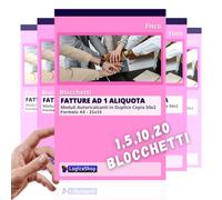 LogicaShop Blocchetti Fatture ad 1 Aliquota 50x2 in Duplice Copia Autoricalcante 22x14,8cm (20)