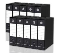 LogicaShop DOX Faldoni Portadocumenti Ufficio con Custodia, Raccoglitore ad Anelli A4, Dorso 8, Formato Commerciale, 32 cm Altezza, Classificatori Dossier Archivio Fatture e Documenti, 10 Pz (Nero)