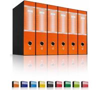 LogicaShop UBOX 6 Raccoglitori ad Anelli A4 Dorso 8 con Custodia Cartone, Formato Protocollo, Registratore con Meccanismo a Leva D, Raccoglitore con Scatola, Faldone Universale (Arancio)