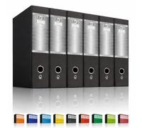 LogicaShop UBOX 6 Raccoglitori ad Anelli A4 Dorso 8 con Custodia Cartone, Formato Protocollo, Registratore con Meccanismo a Leva D, Raccoglitore con Scatola, Faldone Universale (Nero)