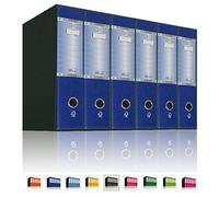 LogicaShop UBOX 6 Raccoglitori ad Anelli A4 Dorso 8 con Custodia Cartone, Formato Protocollo, Registratore con Meccanismo a Leva D, Raccoglitore con Scatola, Faldone Universale (Blu)