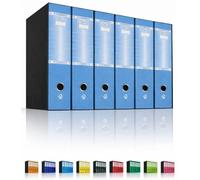 LogicaShop UBOX 6 Raccoglitori ad Anelli A4 Dorso 8 con Custodia Cartone, Formato Protocollo, Registratore con Meccanismo a Leva D, Raccoglitore con Scatola, Faldone Universale (Celeste)