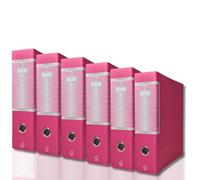 LogicaShop UBOX Raccoglitori ad Anelli A4 - Formato Protocollo Dorso 8, Senza Custodia (Fucsia, 6Pz)