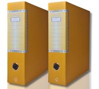 LogicaShop UBOX Raccoglitori ad Anelli A4 - Formato Protocollo Dorso 8, Senza Custodia (Giallo, 2Pz)