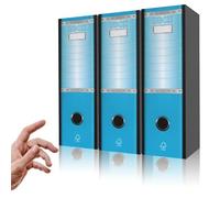 LogicaShop UBOX Raccoglitori ad Anelli A4 Grandi con Custodia, Faldoni Archivio, Classificatori Documenti Dossier Ufficio, Dox Registratore a Leva Raccoglitore (3Pz Commerciale, Celeste, Dorso 8)