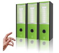 LogicaShop UBOX Raccoglitori ad Anelli A4 Grandi con Custodia, Faldoni Archivio, Classificatori Documenti Dossier Ufficio, Dox Registratore a Leva Raccoglitore (3Pz Commerciale, Lime, Dorso 8)