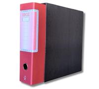 LogicaShop UBOX Raccoglitori ad Anelli A4 Grandi con Custodia, Faldoni Archivio, Classificatori Documenti Dossier Ufficio, Dox Registratore a Leva Raccoglitore (1Pz Protocollo, Rosso, Dorso 8)