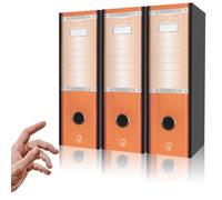 LogicaShop UBOX Set Raccoglitori ad Anelli A4, Faldoni Ufficio con Custodia (Dorso 8, 3Pz Commerciale, Arancione)