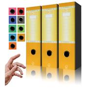 LogicaShop UBOX Set Raccoglitori ad Anelli A4, Faldoni Ufficio con Custodia (Dorso 8, 3Pz Commerciale, Giallo)