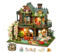 LogicTwist Kit fai da te in miniatura per casa delle bambole con luci LED, kit di costruzione di case in legno per adulti e adolescenti, regalo creativo per donne, amici e hobbisti (giardino delle