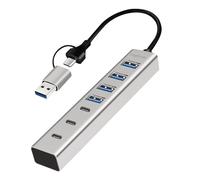 Logilink 076271 Hub USB 3.2 4 Porte USB-A e 3 Porte USB-C™ Alluminio Silver Silver