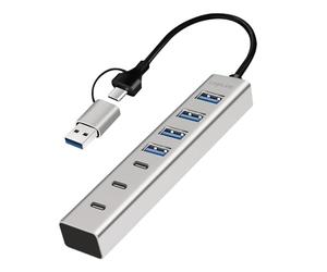 Logilink 076271 Hub USB 3.2 4 Porte USB-A e 3 Porte USB-C™ Alluminio Silver Silver