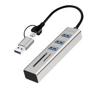 Logilink Hub USB 3.2 3 porte USB-A, 2 SD/microSD Alluminio Silver
