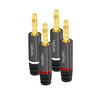 LogiLink - 2 connettori a banana con contatti dorati nur Stecker Nero