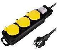 LogiLink LPS253 - Ciabatta elettrica per esterni, 3 prese (3 x CEE 7/3) con protezione IP 44 e interruttore on/off, per esterni