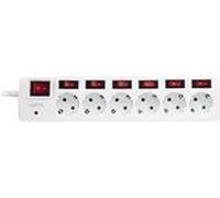 LogiLink LPS250 - Ciabatta elettrica a 6 prese (contatto di protezione) CEE 7/3, con 6 interruttori ON/OFF con protezione da sovratensione e otturatore di sicurezza integrato (protezione da contatto