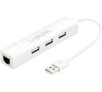 LOGILINK ADAPTADOR DE Red USB A RJ45 + HUB 3 PUERTOS USB 2.0 Blanco UA0174A