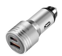 LogiLink Adattatore di ricarica USB per auto a 2 porte (auto e camion) con ricarica rapida Quickcharge + Powerdelivery, 20 W, funzione martello di emergenza, protezione da sovracorrente, sovratensione
