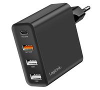 LogiLink Adattatore USB 4 x 48 W, 1 x USB-C PD (PowerDelivery) e 3 x USB-A QC (QuickCharge), ricarica rapida, 4 dispositivi, sovracorrente, sovraccarico, surriscaldamento, sovraccarico, sovratensione