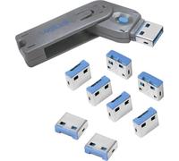 LogiLink AU0045 Blocco porta USB Kit da 8 Argento, Blu Lucchetto a chiave incl