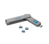 LOGILINK AU0052 Serratura Porta USB-C (1 Chiave e 4 lucchetti), Grigio, Multicolour