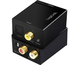 Logilink CA0100 Coassiale e Toslink a convertitore Audio analogico L/R, trasmissioni elettromagnetiche Senza Rumore, Nero