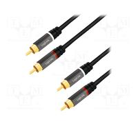 LogiLink CA1201 RCA Audio Cavo 0.5 m Nero Schermato, Codifica a colori