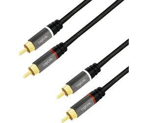 LogiLink CA1201 RCA Audio Cavo 0.5 m Nero Schermato, Codifica a colori