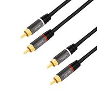 LogiLink CA1206 - Cavo audio stereo RCA (RCA), 2 x 2 connettori RCA con contatti placcati in oro per un suono di alta qualità, 3 m
