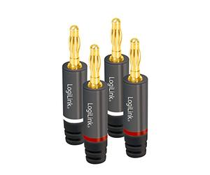 LogiLink CA1212-2 x 2 connettori a banana con contatti placcati in oro e codifica colore per cavi di diametro fino a 4 mm²