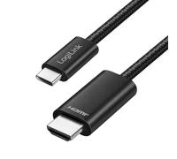 LogiLink Cavo di collegamento da USB-C a HDMI con guaina intrecciata, USB 3.2 Gen1, HDMI ad alta velocità, UHD 4K/30 Hz, lunghezza: 3 m
