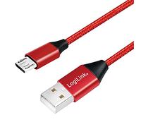LOGILINK Cavo di collegamento USB 2.0, da USB (tipo A) a micro USB, rosso, 0,3 m