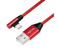 LOGILINK Cavo di collegamento USB 2.0, da USB (tipo A) a USB (tipo C) ad angolo di 90°, rosso, 0,3 m
