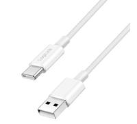 Logilink Cavo di collegamento USB 2.0 tipo C, da C (maschio) a A (maschio) con rivestimento in nylon, 60 W, bianco, 1,5 m